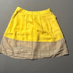 J. Crew Yellow and Tan A-Line Skirt